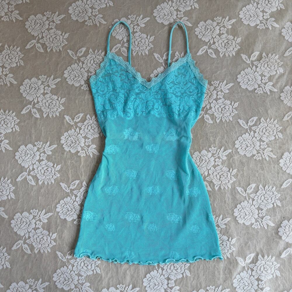 Vintage Y2K Suggest by Pain de Sucre Aqua Lace Mini Dress
